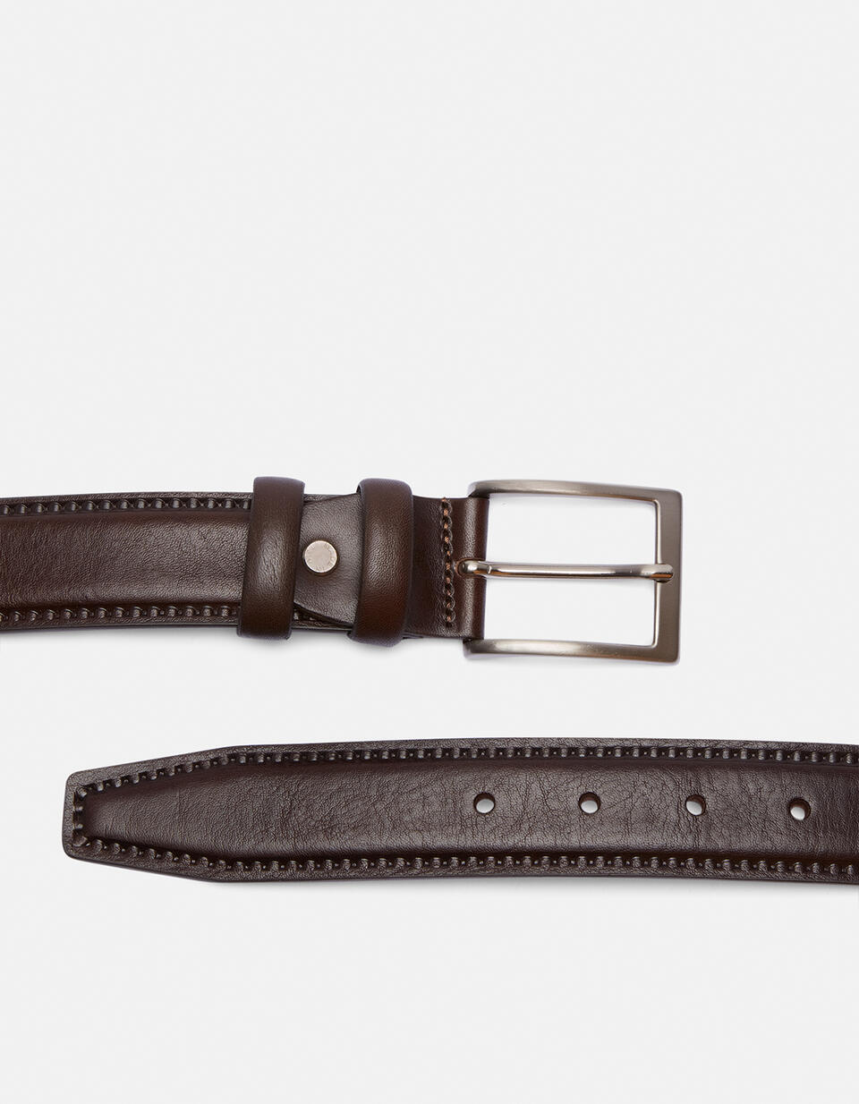 Cintura Classica in pelle con cucitura a contrasto Testa di moro  - Cinture Uomo - Cinture - Cuoieria Fiorentina