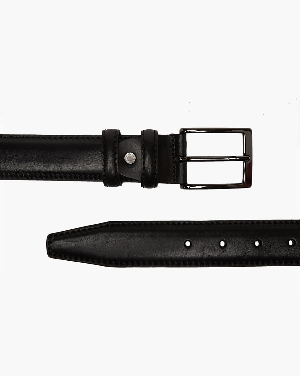 Cintura da uomo 3,5 cm Nero  - Cinture Uomo - Cinture - Cuoieria Fiorentina