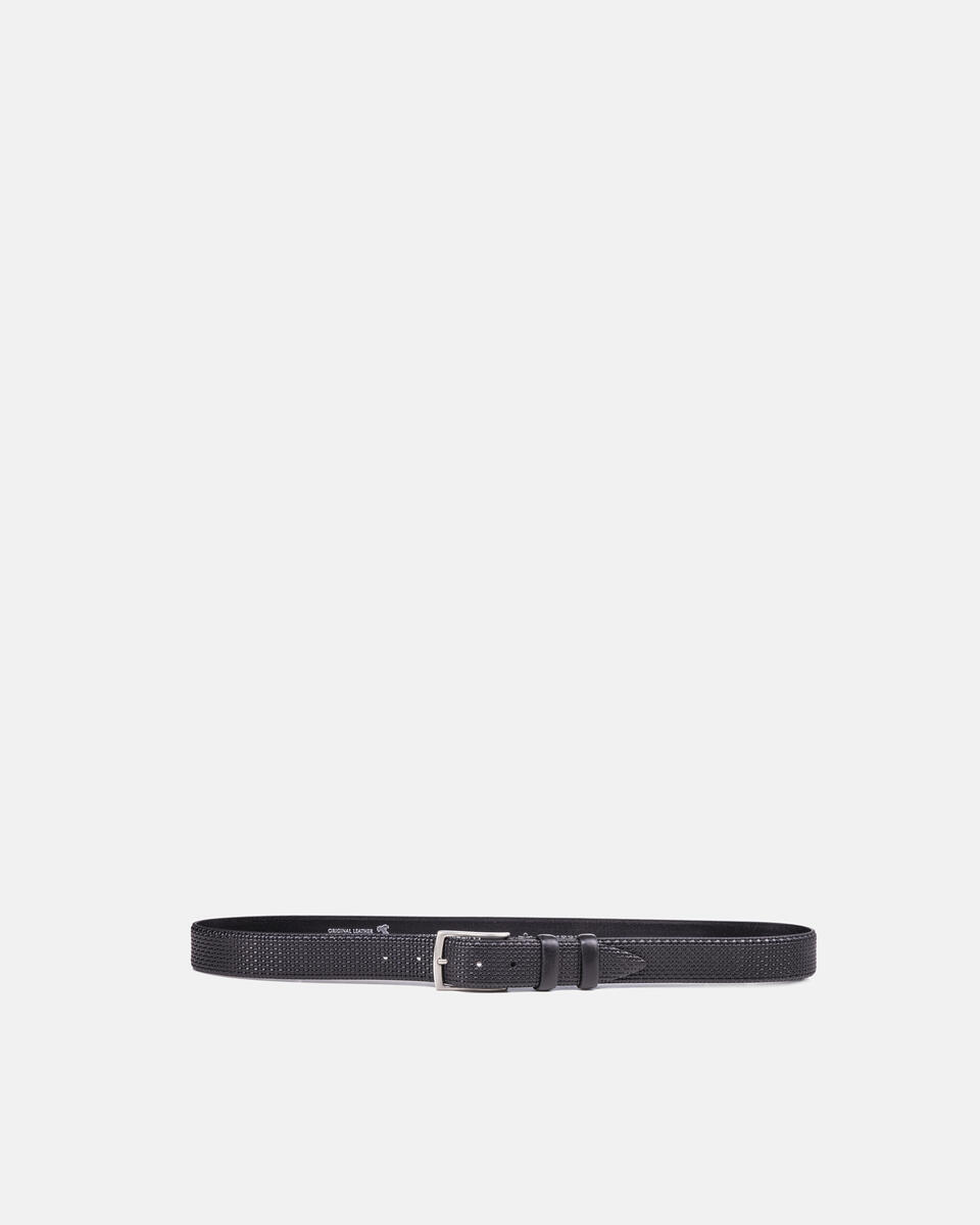 Cintura in pelle con disegno diagonale NERO  - Cinture Uomo - Cinture - Cuoieria Fiorentina