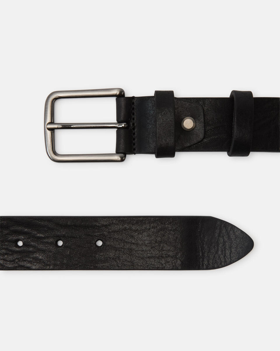 Cintura Liscia Senza Cuciture 3,5 cm Nero  - Cinture Uomo - Cinture - Cuoieria Fiorentina