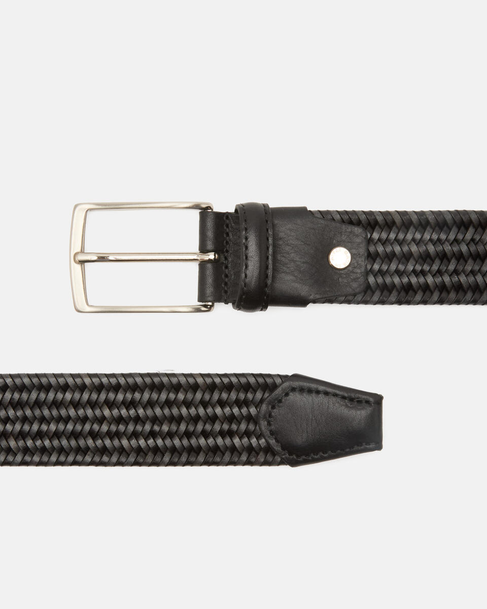 EL002.35  Cintura elasticizzata bicolore Nero grigio  - Cinture Uomo - Cinture - Cuoieria Fiorentina