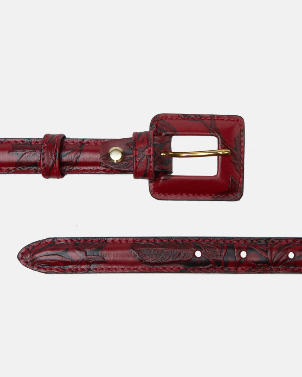 1022 Cintura con fibbia fasc. in mimi Rosso  - Cinture Donna - Cinture - Cuoieria Fiorentina