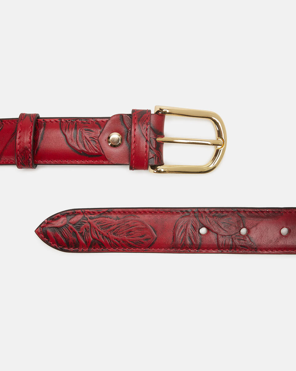 Belt in rose embossed printed leather - Women's Belts | Belts ROSSO - Women's Belts | BeltsCuoieria Fiorentina