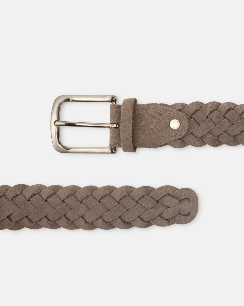 Cintura U camoscio treccia Taupe  - Cinture Uomo - Cinture - Cuoieria Fiorentina