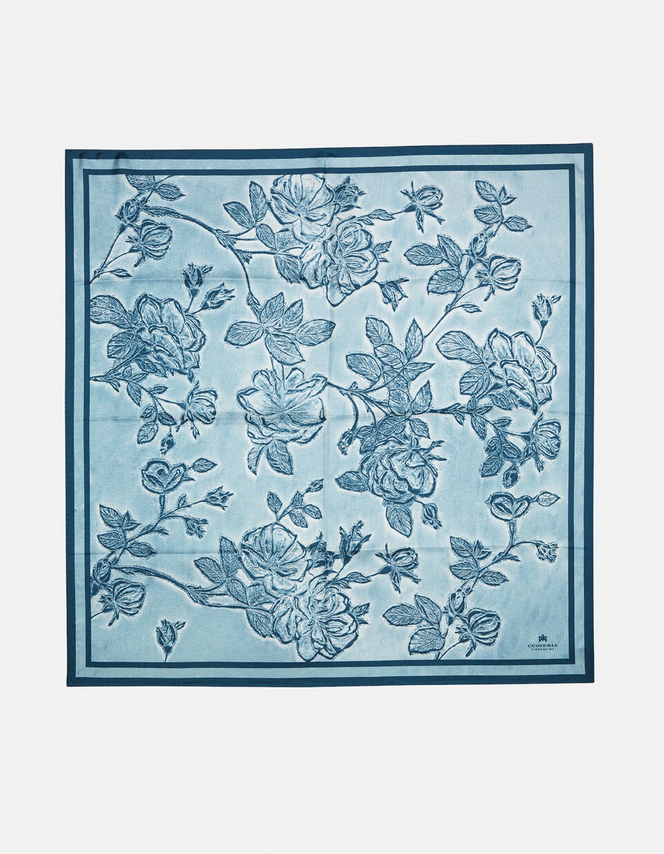 silk scarf Lightbluewhite  - Cuoieria Fiorentina