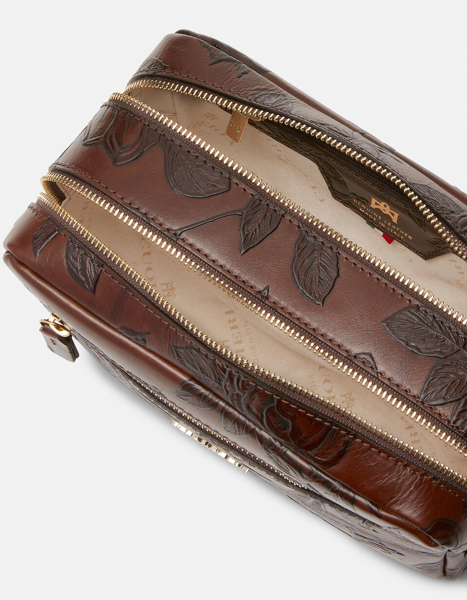 Mimì necessaire classico con doppio scomparto Mogano  - Necessaire - Accessori Donna - Accessori - Cuoieria Fiorentina