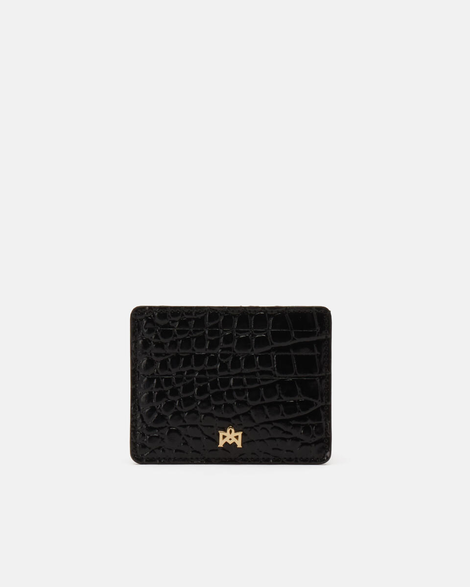 012 Porta carte di credito con aperturaporta banconote Cocco Nero  - Cuoieria Fiorentina
