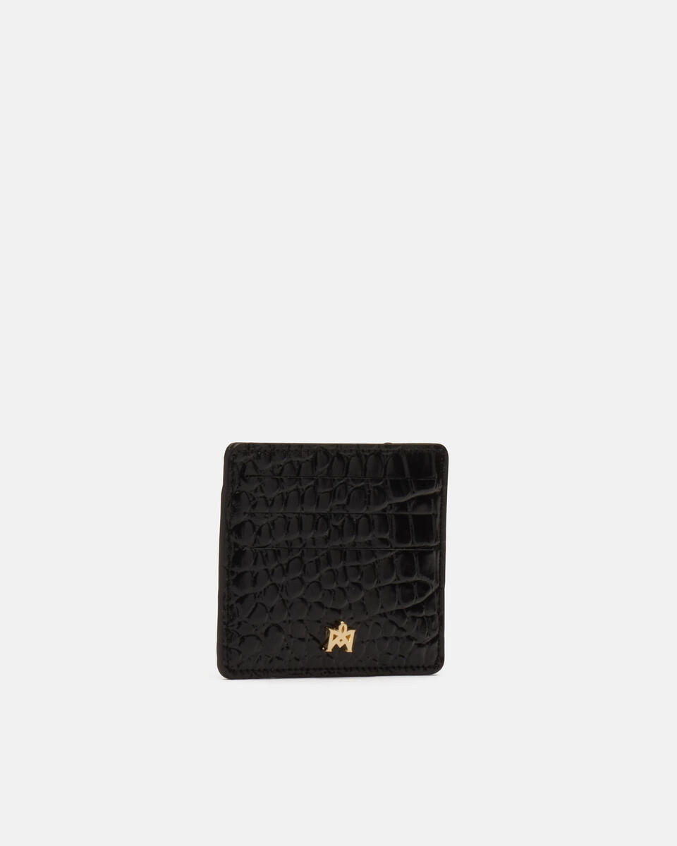 012 Porta carte di credito con aperturaporta banconote Cocco Nero  - Cuoieria Fiorentina