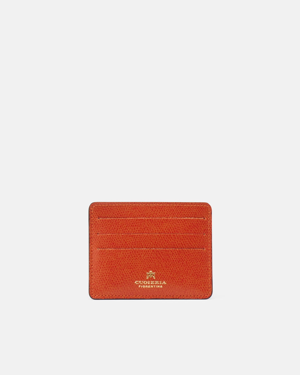 Bella porta carte di credito con apertura porta banconote Arancio bruciato  - Portafogli Donna - Portafogli - Cuoieria Fiorentina