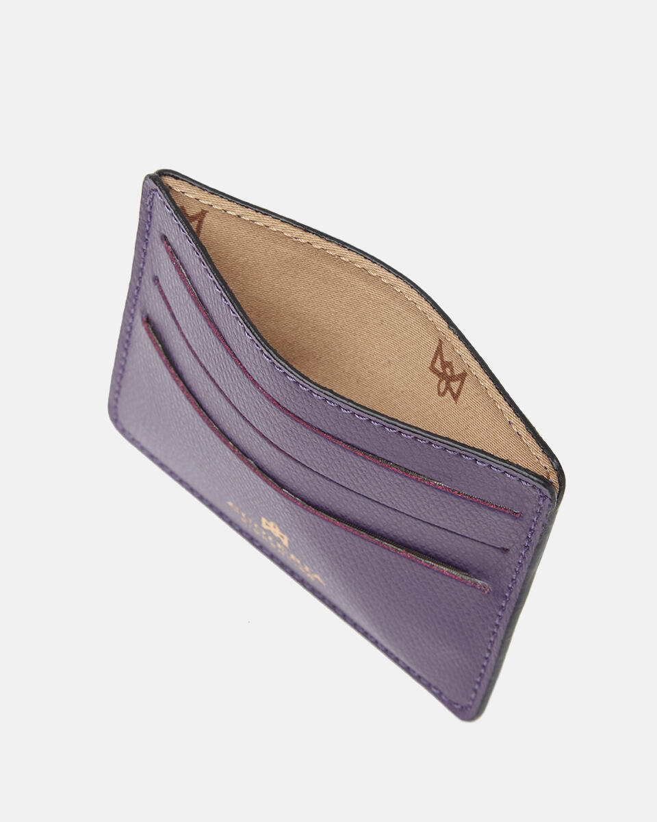 Bella porta carte di credito con apertura porta banconote Viola  - Portafogli Donna - Portafogli Donna - Portafogli - Cuoieria Fiorentina