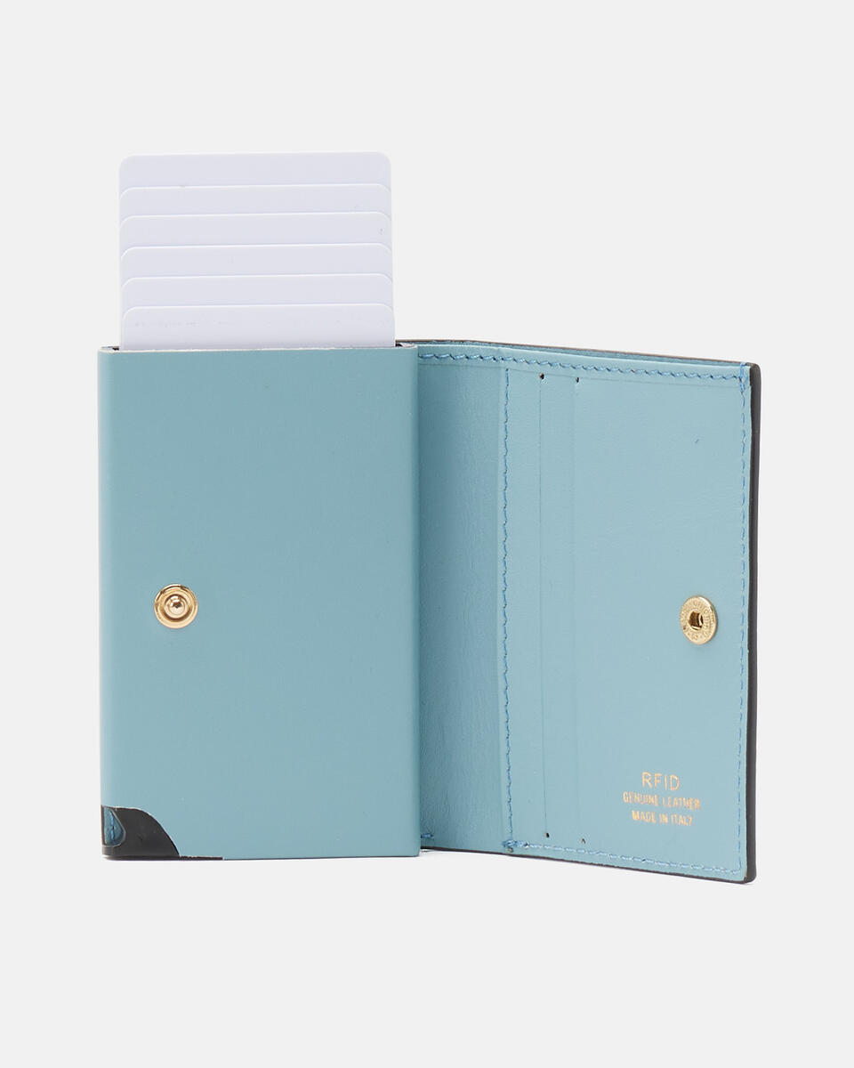 SNAP CARD HOLDER Light blue  - Women's Wallets - Wallets - Cuoieria Fiorentina