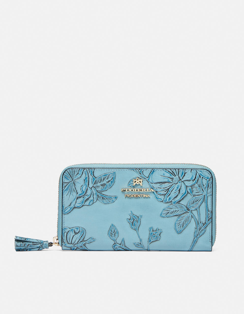 Zip around wallet Light blue  - Women's Wallets - Women's Wallets - Wallets - Cuoieria Fiorentina