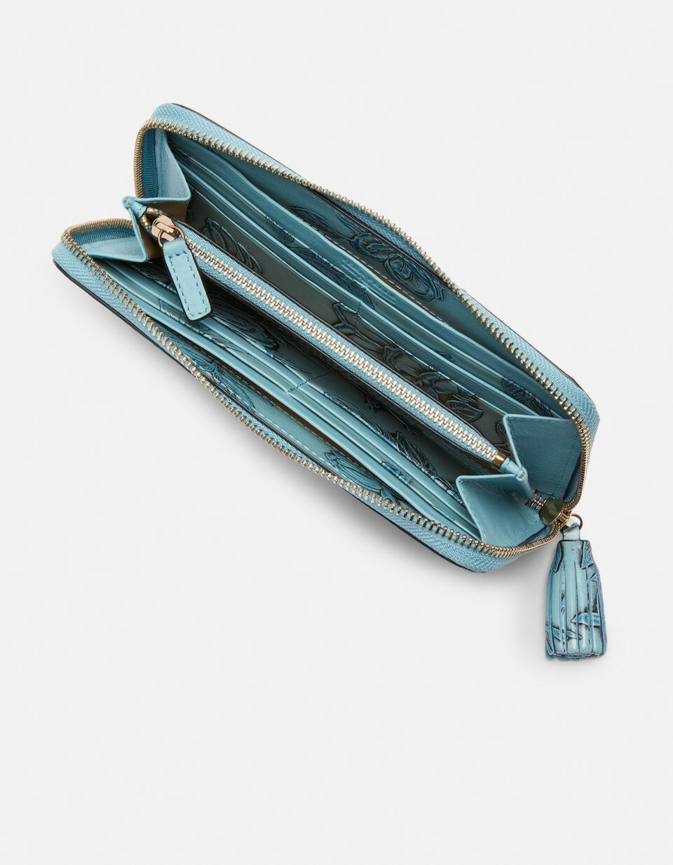 Zip around wallet Light blue  - Women's Wallets - Women's Wallets - Wallets - Cuoieria Fiorentina