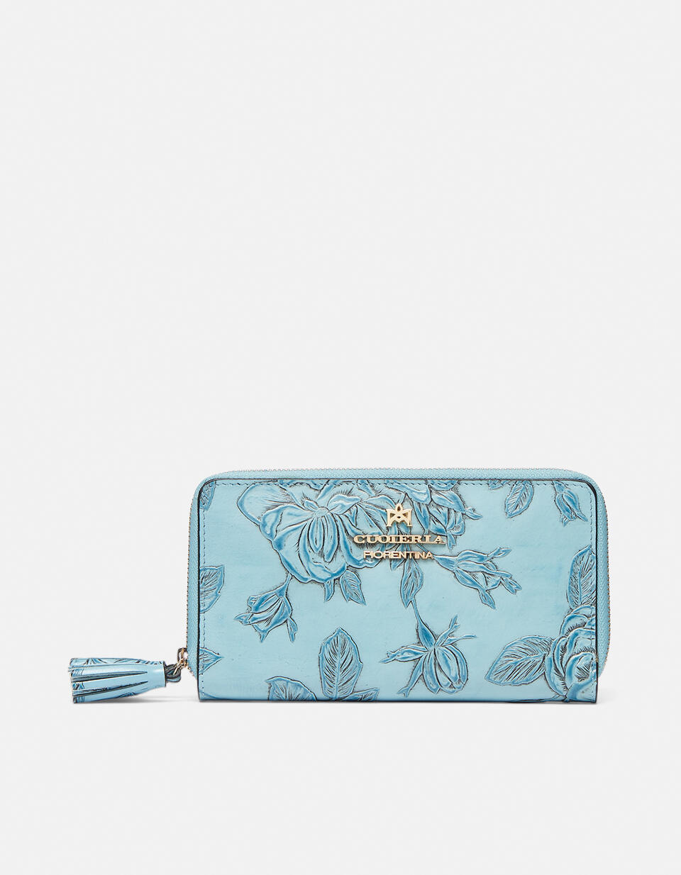 Double zip around wallet Light blue  - Women's Wallets - Women's Wallets - Wallets - Cuoieria Fiorentina