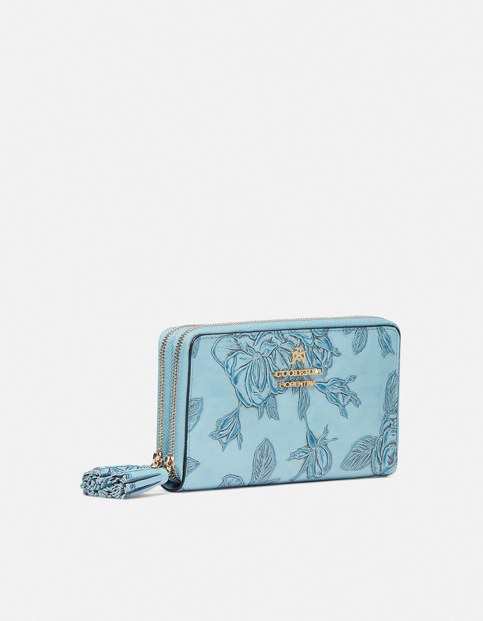 Double zip around wallet Light blue  - Women's Wallets - Women's Wallets - Wallets - Cuoieria Fiorentina