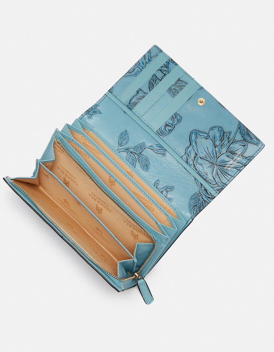 Accordian style wallet Light blue  - Women's Wallets - Women's Wallets - Wallets - Cuoieria Fiorentina