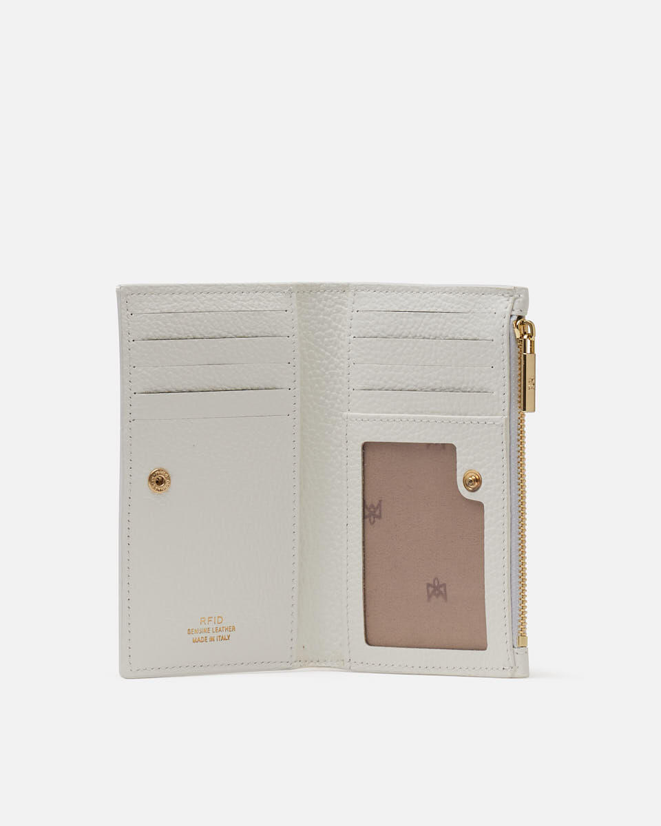 Velvet Portacarte di credito conportamonete Bianco  - Portafogli Donna - Portafogli Donna - Portafogli - Cuoieria Fiorentina