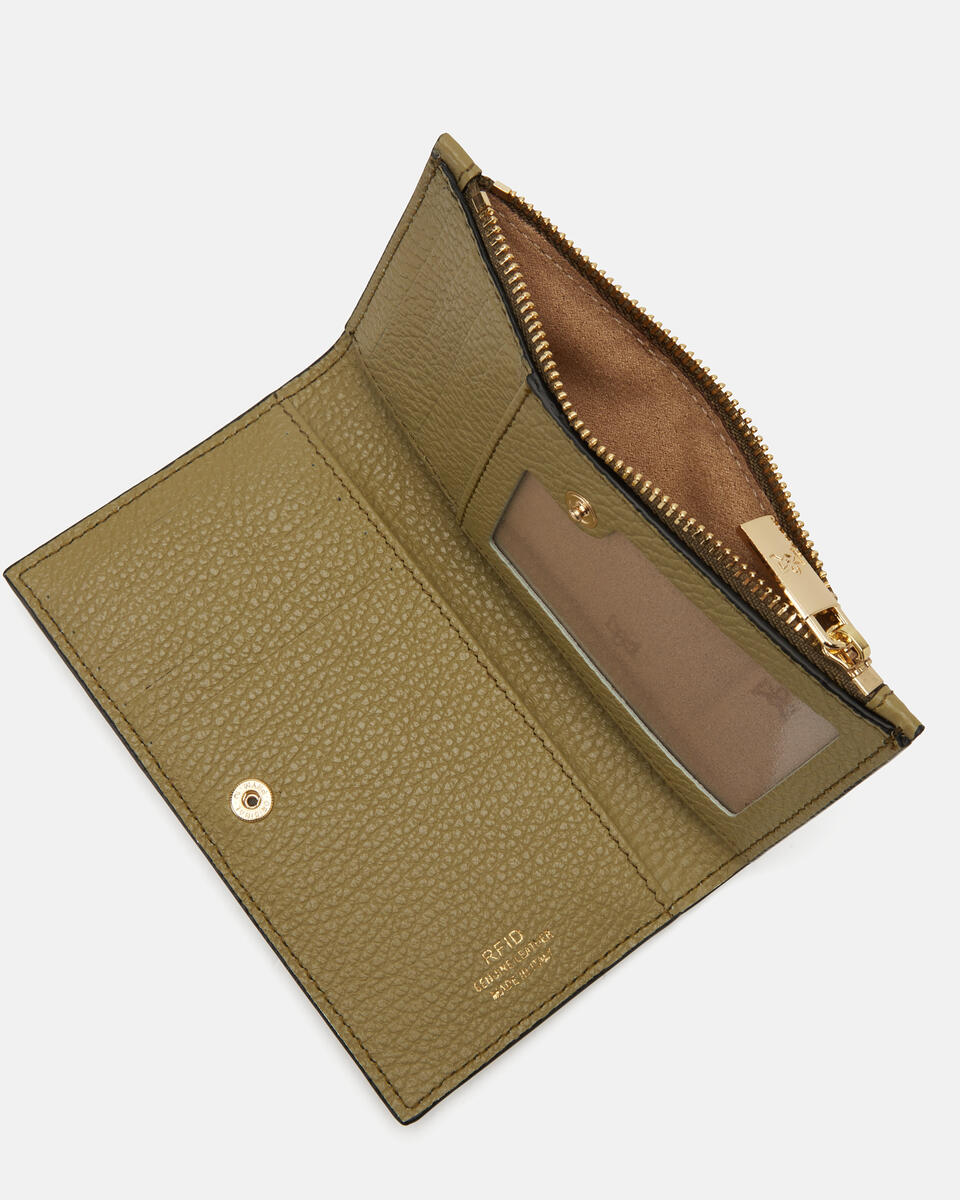 Velvet Portacarte di credito conportamonete Oliva  - Portafogli Donna - Portafogli - Cuoieria Fiorentina