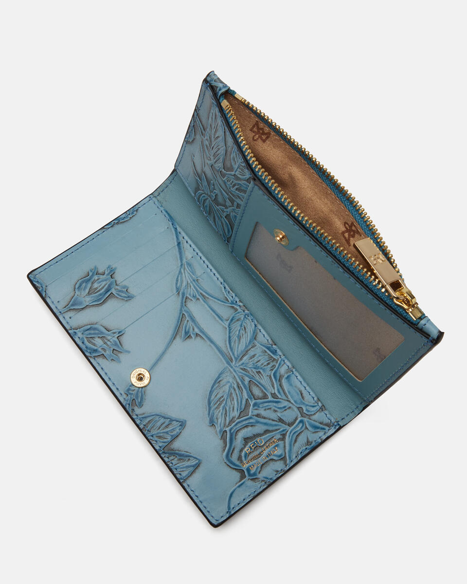 Vertical card holder Light blue  - Women's Wallets - Wallets - Cuoieria Fiorentina