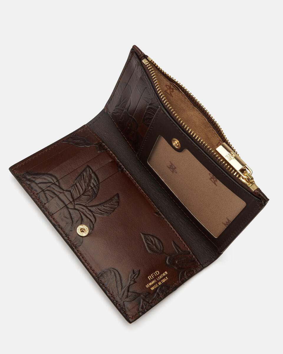 Vertical card holder Mahogany  - Women's Wallets - Wallets - Cuoieria Fiorentina