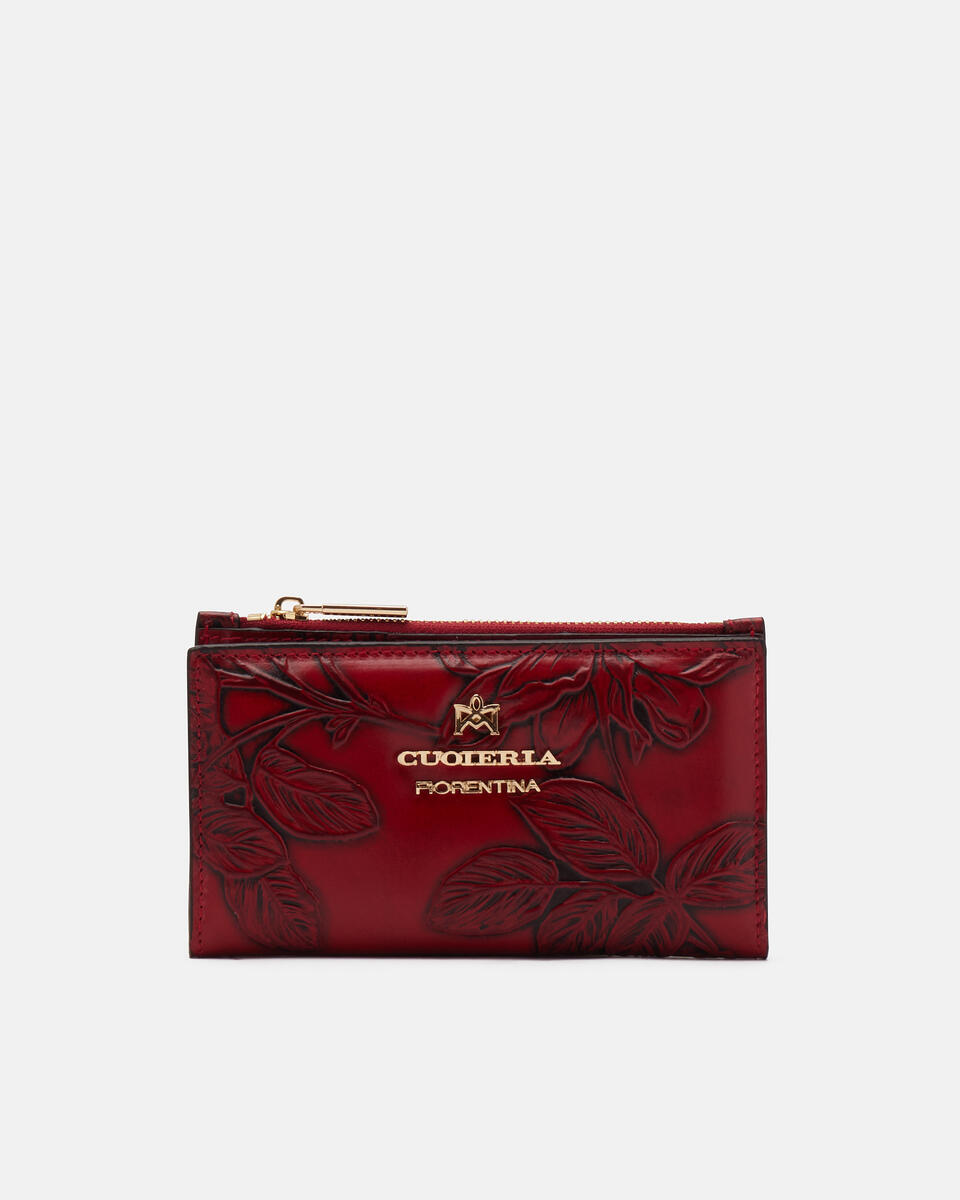 1010 Cred card holder with coin casemimi Rosso  - Portafogli Donna - Portafogli Donna - Portafogli - Cuoieria Fiorentina