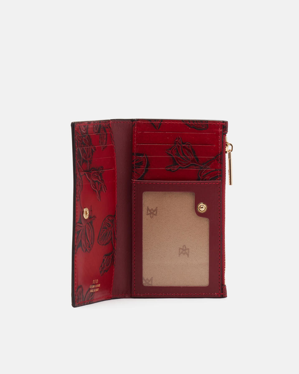 1010 Cred card holder with coin casemimi Rosso  - Portafogli Donna - Portafogli Donna - Portafogli - Cuoieria Fiorentina
