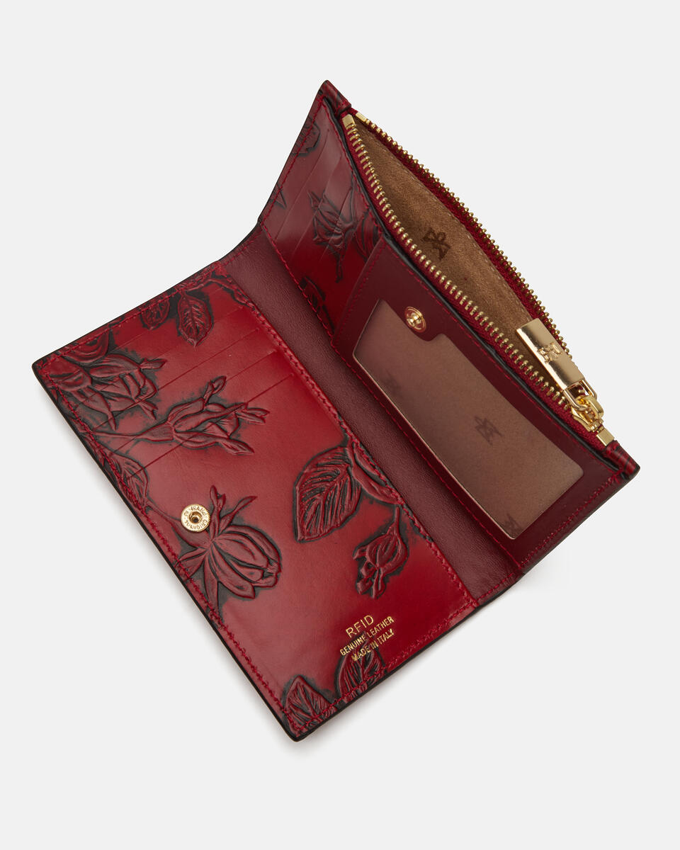 1010 Cred card holder with coin casemimi Rosso  - Portafogli Donna - Portafogli Donna - Portafogli - Cuoieria Fiorentina