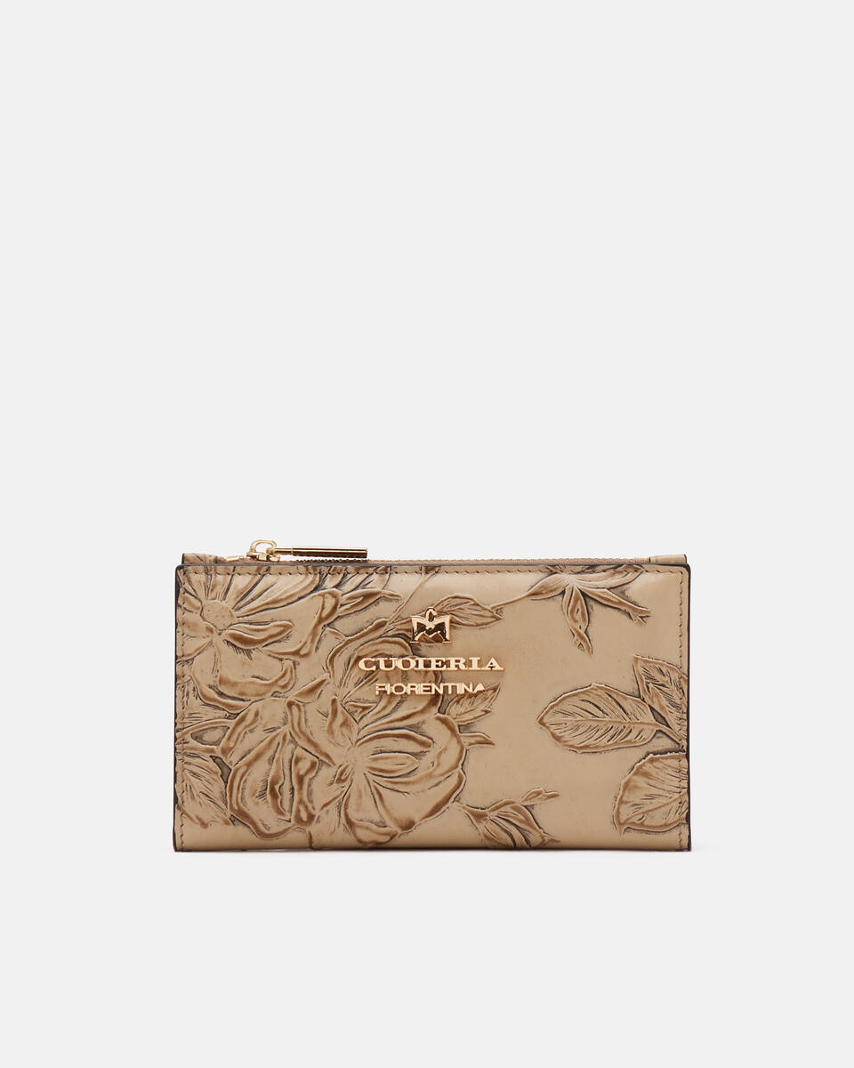 1010 Cred card holder with coin casemimi Taupe  - Portafogli Donna - Portafogli - Cuoieria Fiorentina