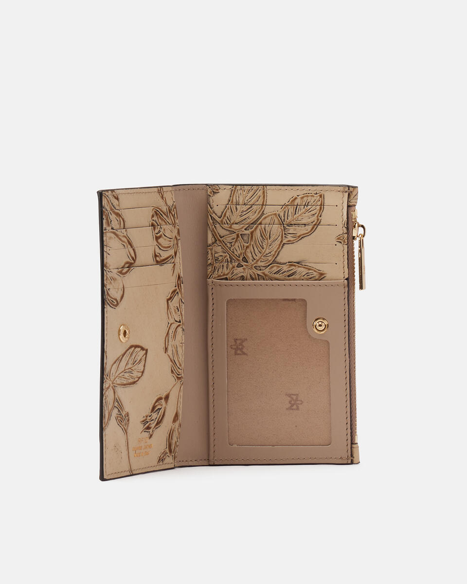 1010 Cred card holder with coin casemimi Taupe  - Portafogli Donna - Portafogli - Cuoieria Fiorentina