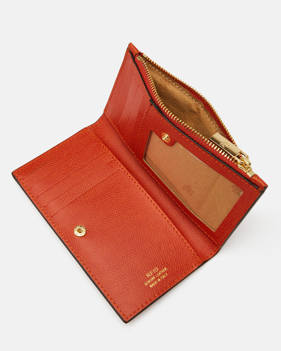 Vertical card holder Burnt orange  - Women's Wallets - Wallets - Cuoieria Fiorentina
