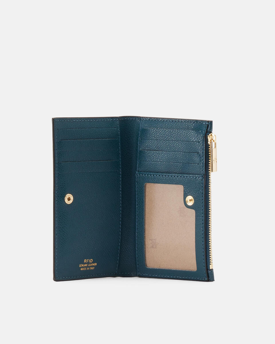 Vertical card holder Petrol  - Women's Wallets - Wallets - Cuoieria Fiorentina
