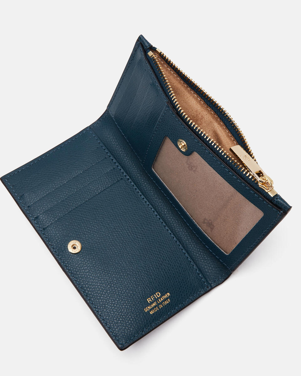 Vertical card holder Petrol  - Women's Wallets - Wallets - Cuoieria Fiorentina