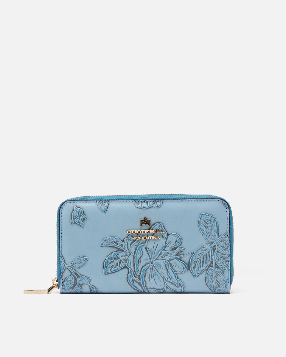 Zip around wallet Light blue  - Women's Wallets - Women's Wallets - Wallets - Cuoieria Fiorentina