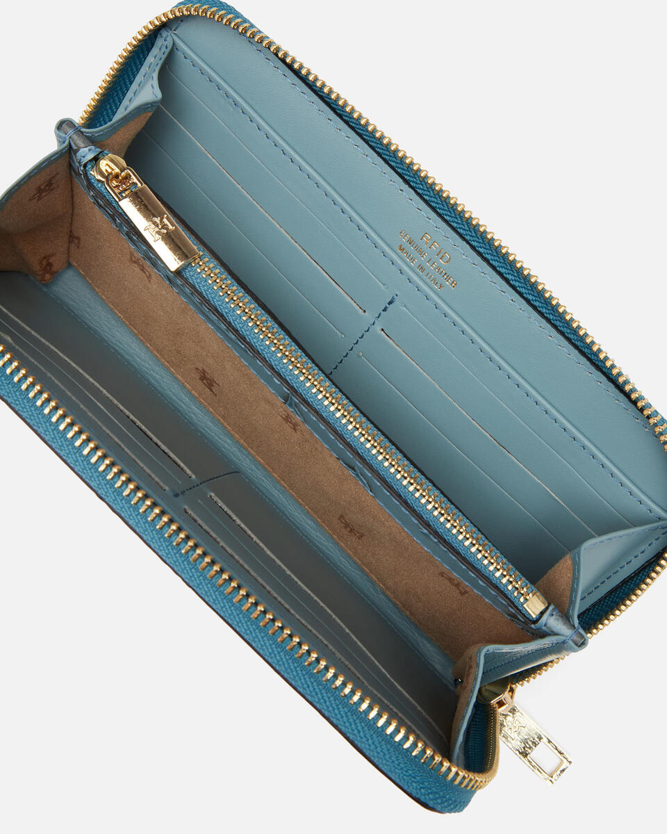 Zip around wallet Light blue  - Women's Wallets - Women's Wallets - Wallets - Cuoieria Fiorentina