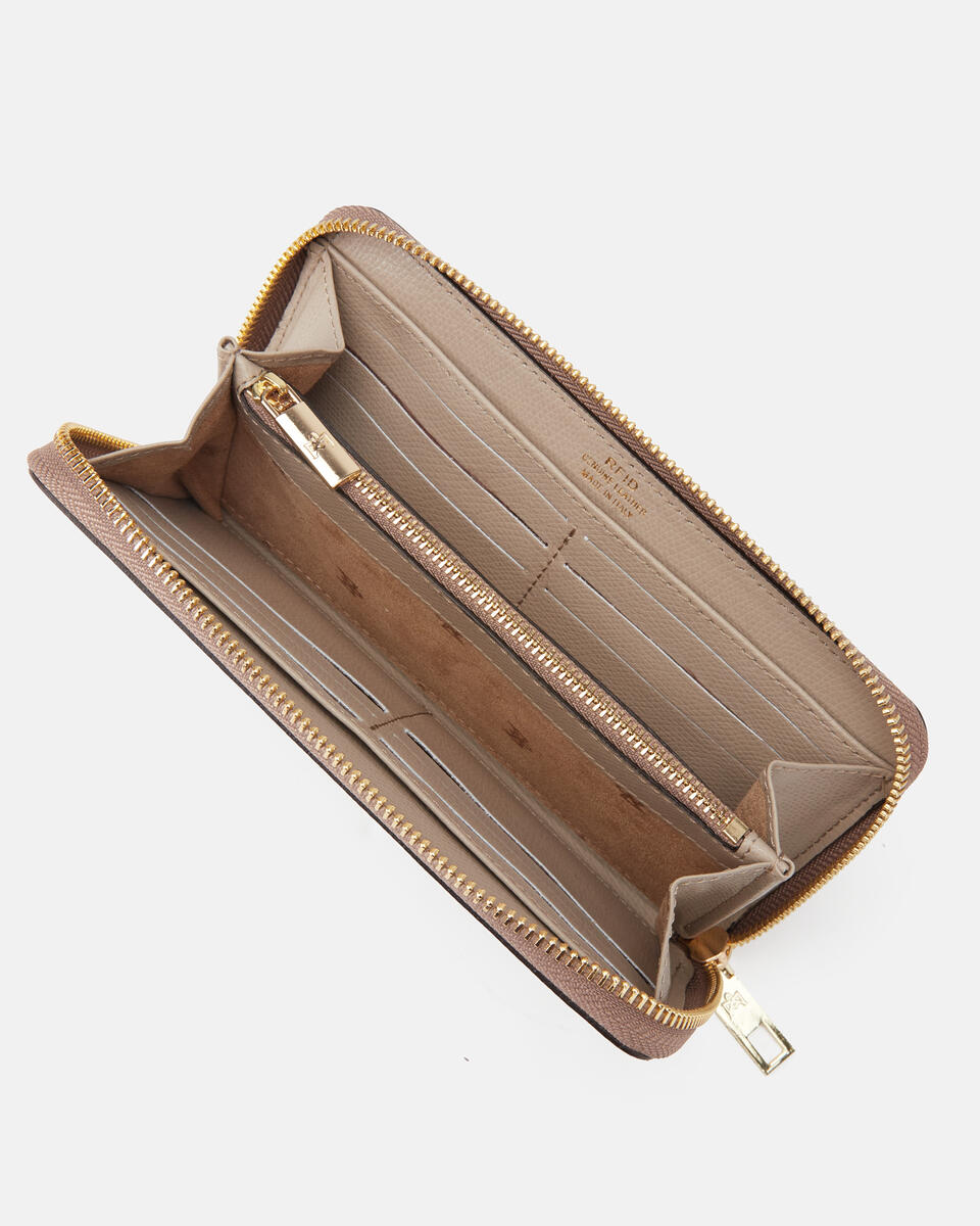 Zip around wallet Taupe  - Women's Wallets - Wallets - Cuoieria Fiorentina