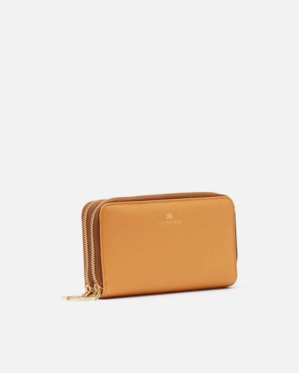 Double zip around wallet Apricot  - Women's Wallets - Women's Wallets - Wallets - Cuoieria Fiorentina