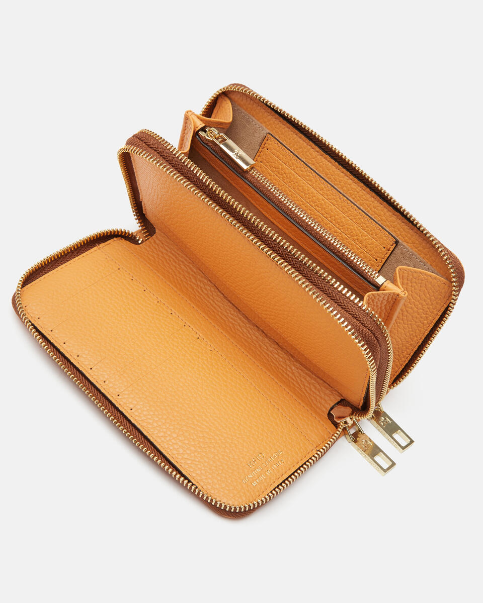 Double zip around wallet Apricot  - Women's Wallets - Women's Wallets - Wallets - Cuoieria Fiorentina