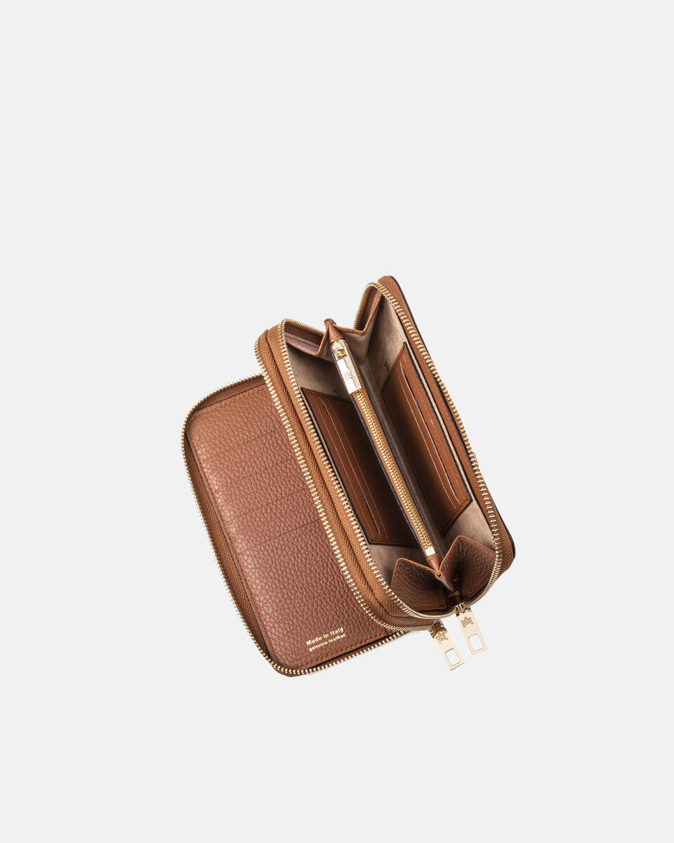 Double zip around wallet Caramel  - Women's Wallets - Wallets - Cuoieria Fiorentina