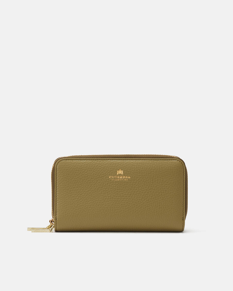 Double zip around wallet Olive  - Women's Wallets - Wallets - Cuoieria Fiorentina