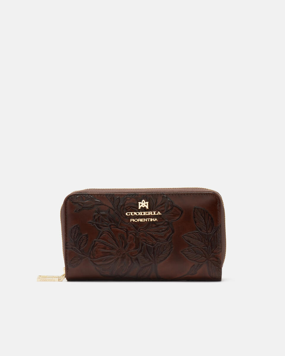 Double zip around wallet Mahogany  - Women's Wallets - Wallets - Cuoieria Fiorentina