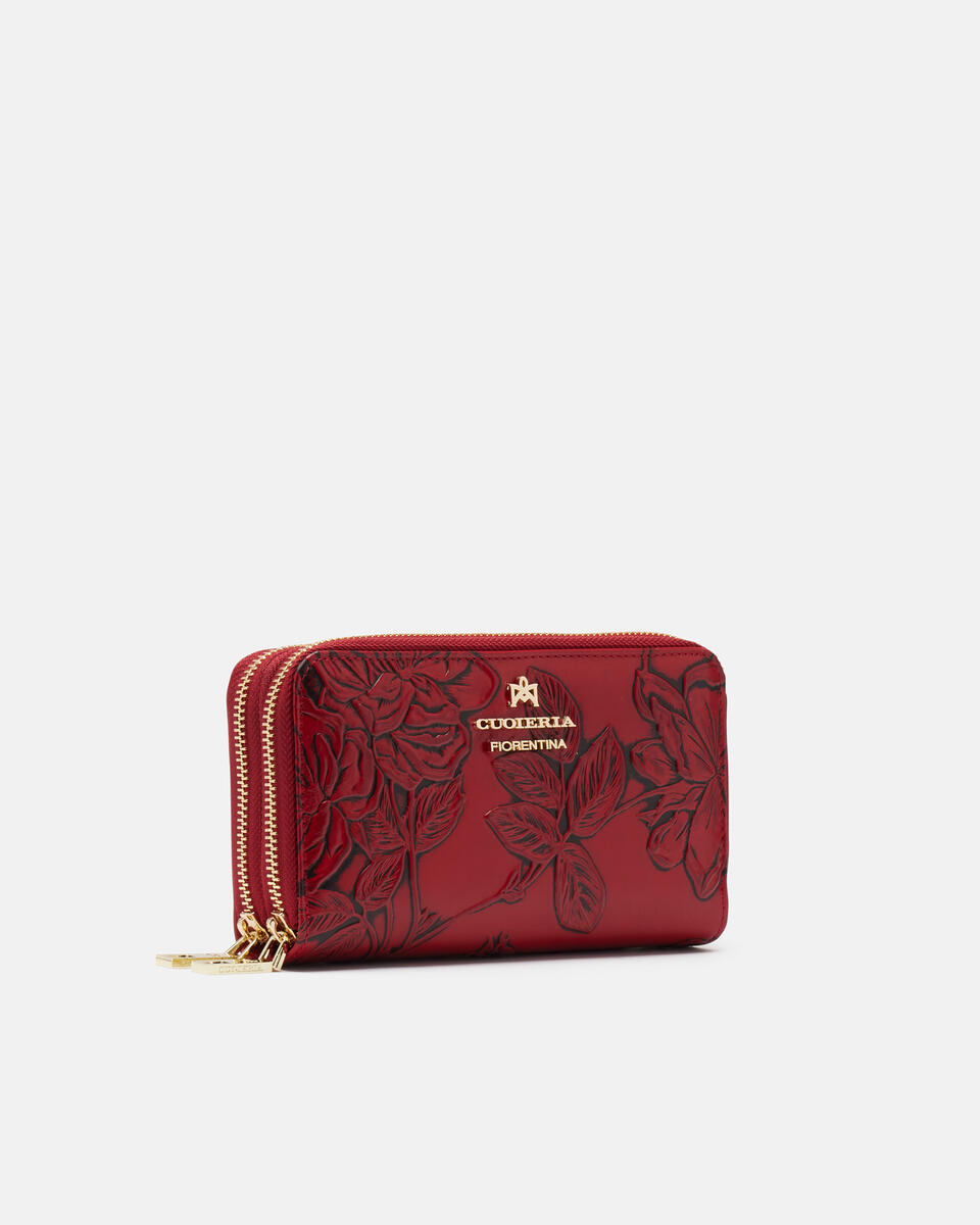 Double zip around wallet Red  - Women's Wallets - Wallets - Cuoieria Fiorentina