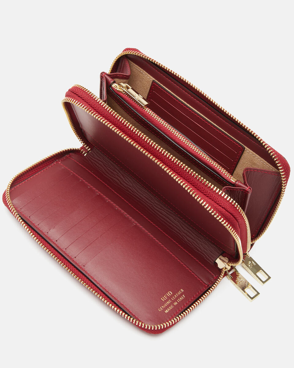 Double zip around wallet Red  - Women's Wallets - Wallets - Cuoieria Fiorentina