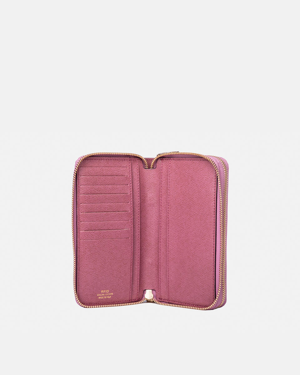 Large double zip around Velvet wallet | Sales HEATHER | SalesCuoieria Fiorentina