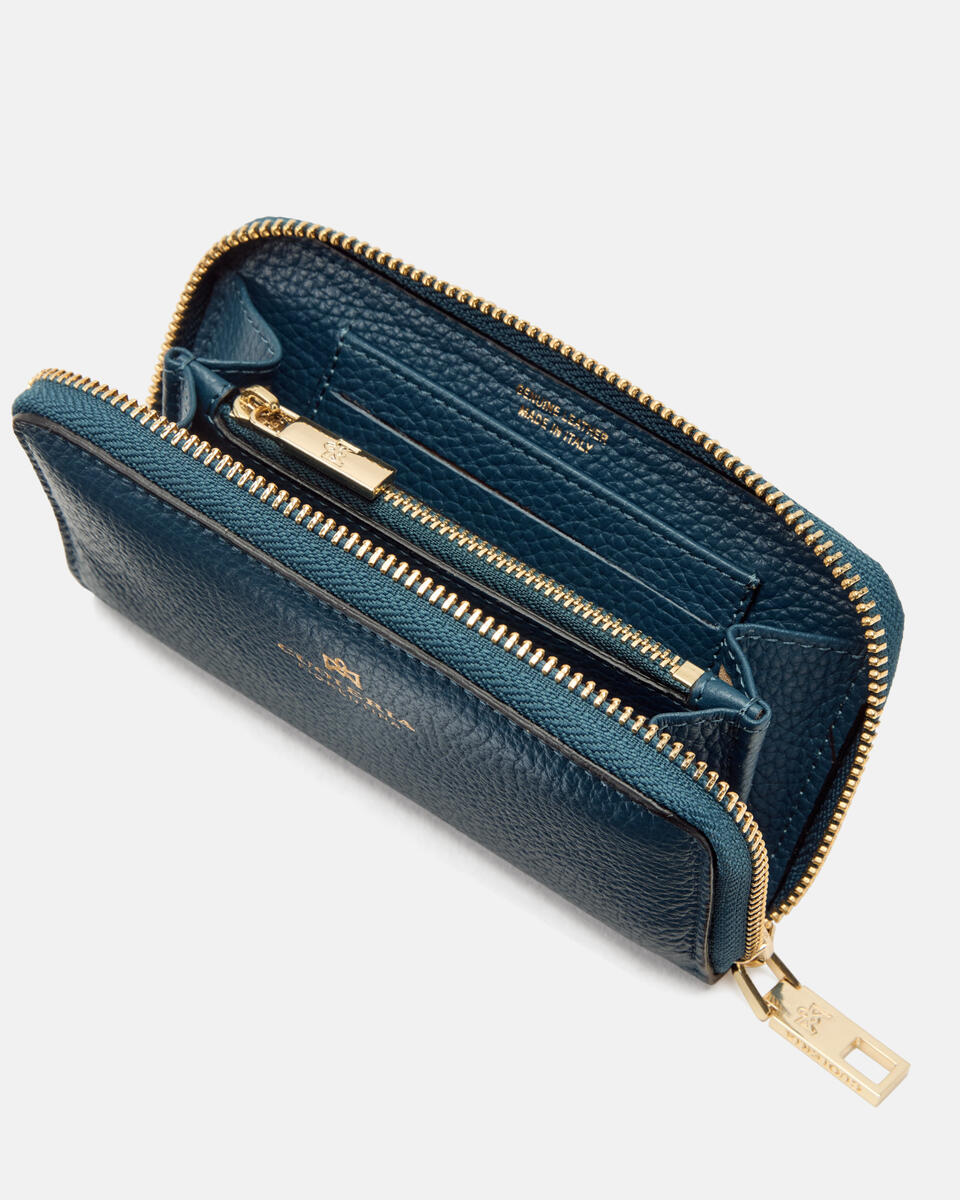 MINI ZIP AROUND WALLET Teal  - Women's Wallets - Wallets - Cuoieria Fiorentina