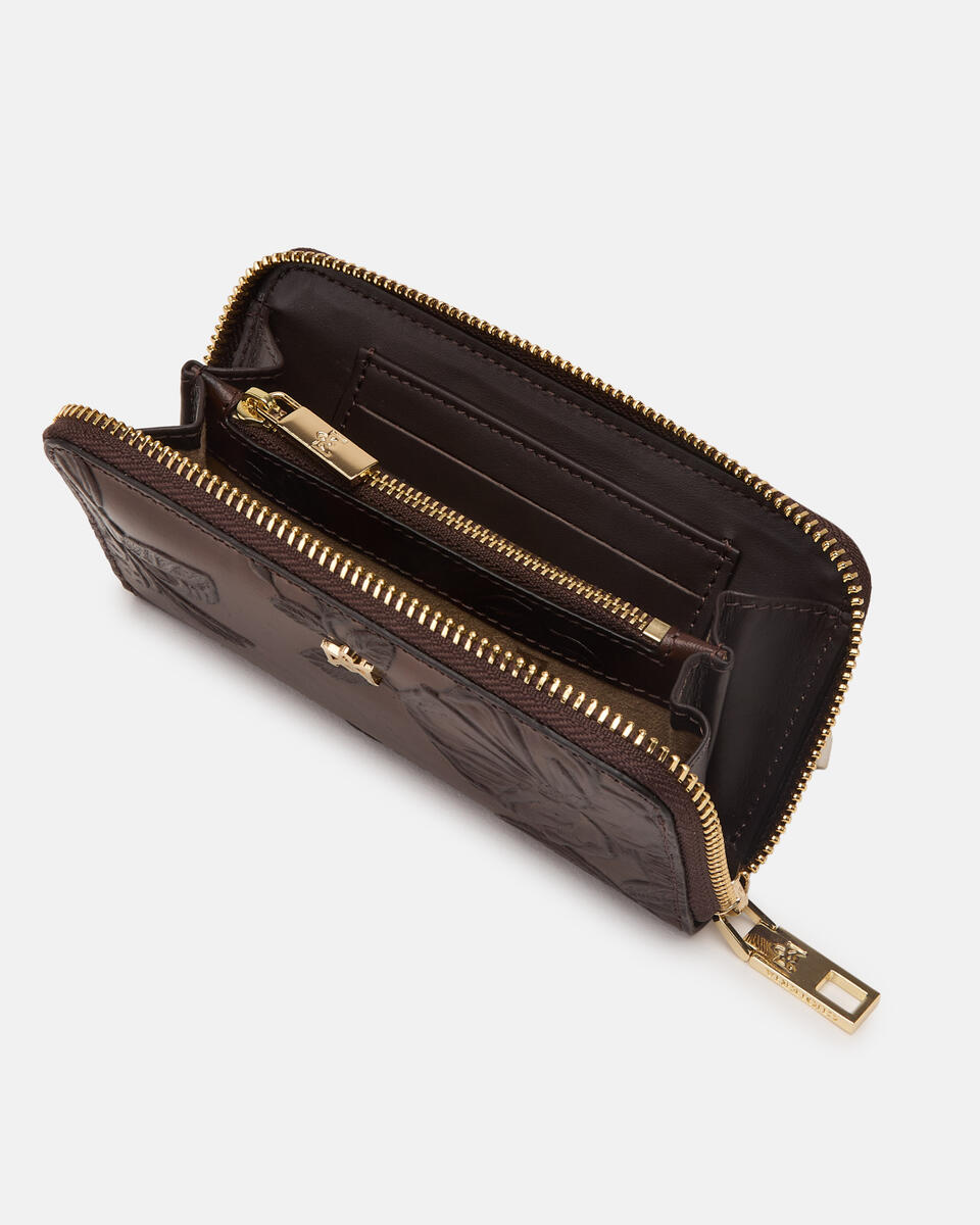 MINI ZIP AROUND WALLET Mahogany  - Women's Wallets - Women's Wallets - Wallets - Cuoieria Fiorentina