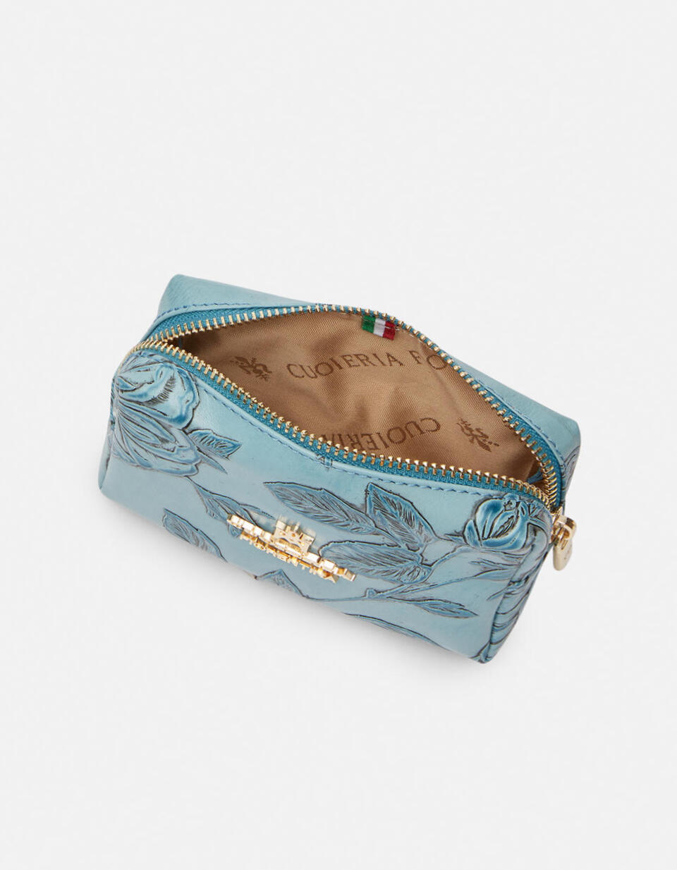 Mimi portatrucco piccolo Celeste  - Necessaire - Accessori Donna - Accessori - Cuoieria Fiorentina