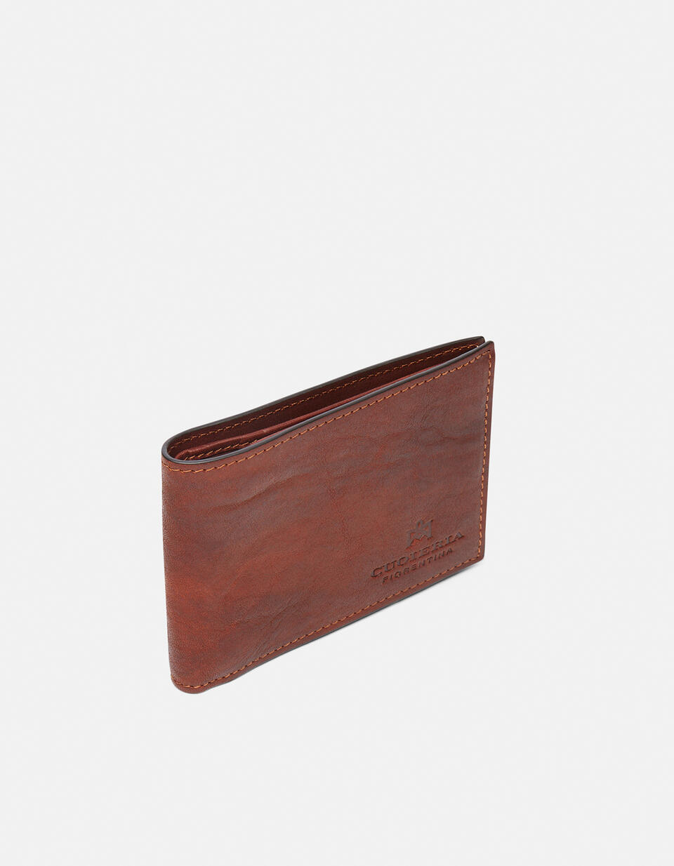Portafoglio classico slim Bourbon effetto delavé MARRONE  - Portafogli Donna - Portafogli Uomo - Portafogli - Cuoieria Fiorentina