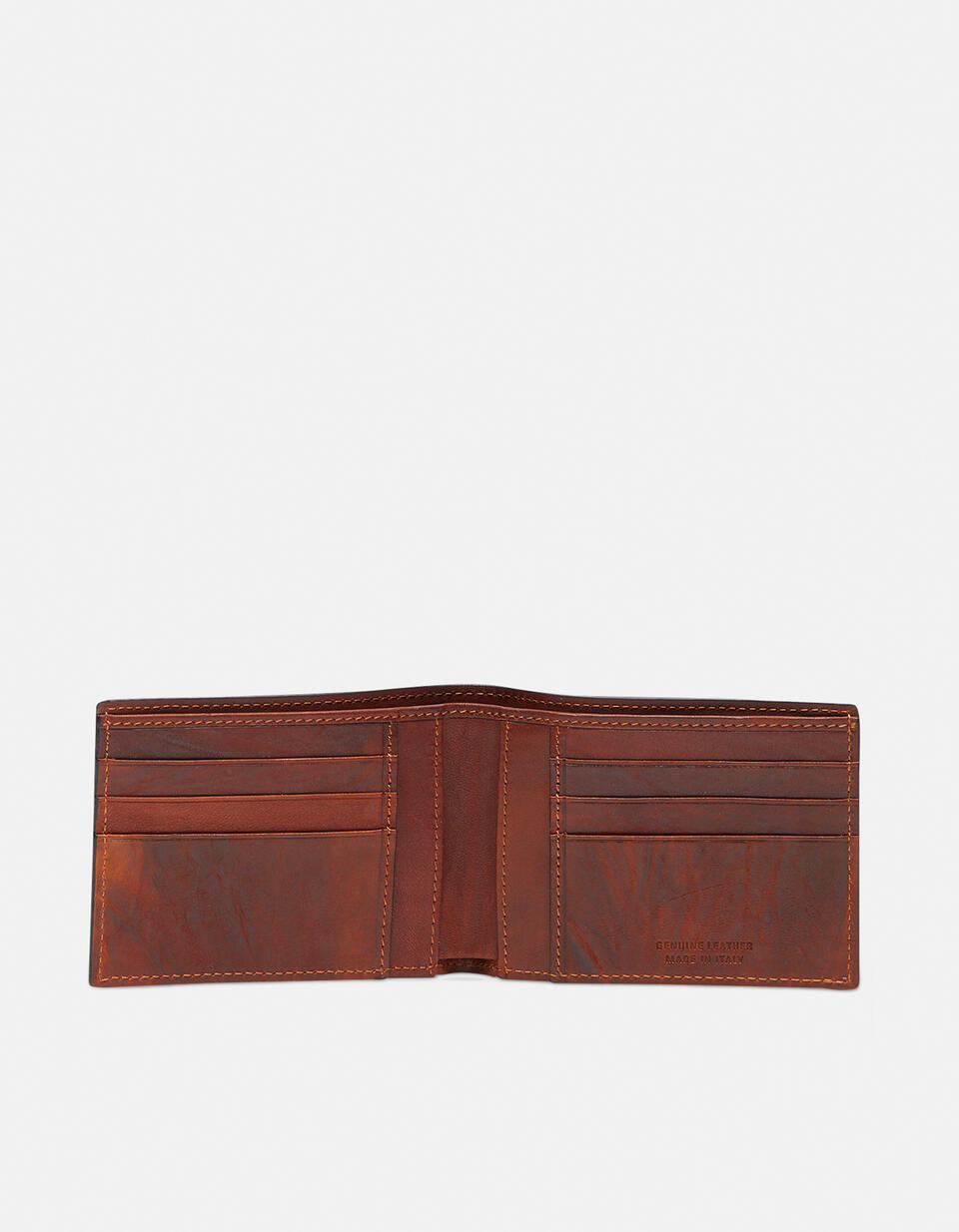 Portafoglio classico slim Bourbon effetto delavé MARRONE  - Portafogli Donna - Portafogli Uomo - Portafogli - Cuoieria Fiorentina