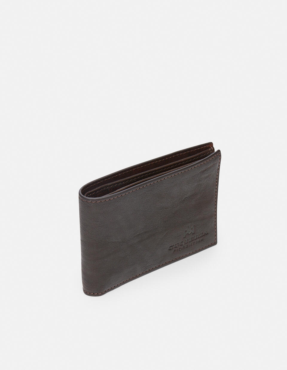 Portafoglio classico slim Bourbon effetto delavé TESTA DI MORO  - Portafogli Donna - Portafogli Uomo - Portafogli - Cuoieria Fiorentina