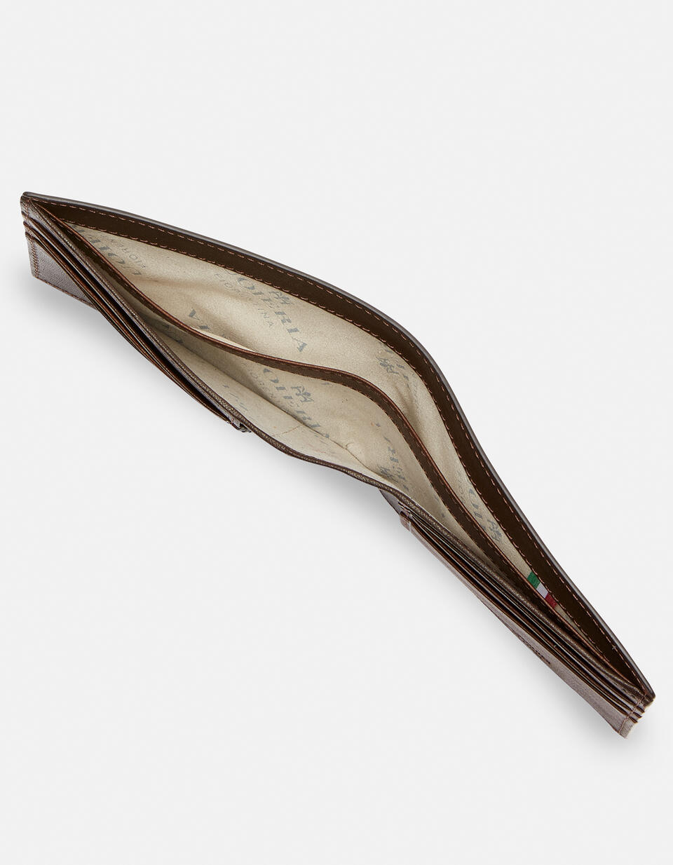 Portafoglio classico slim Bourbon effetto delavé TESTA DI MORO  - Portafogli Donna - Portafogli Uomo - Portafogli - Cuoieria Fiorentina